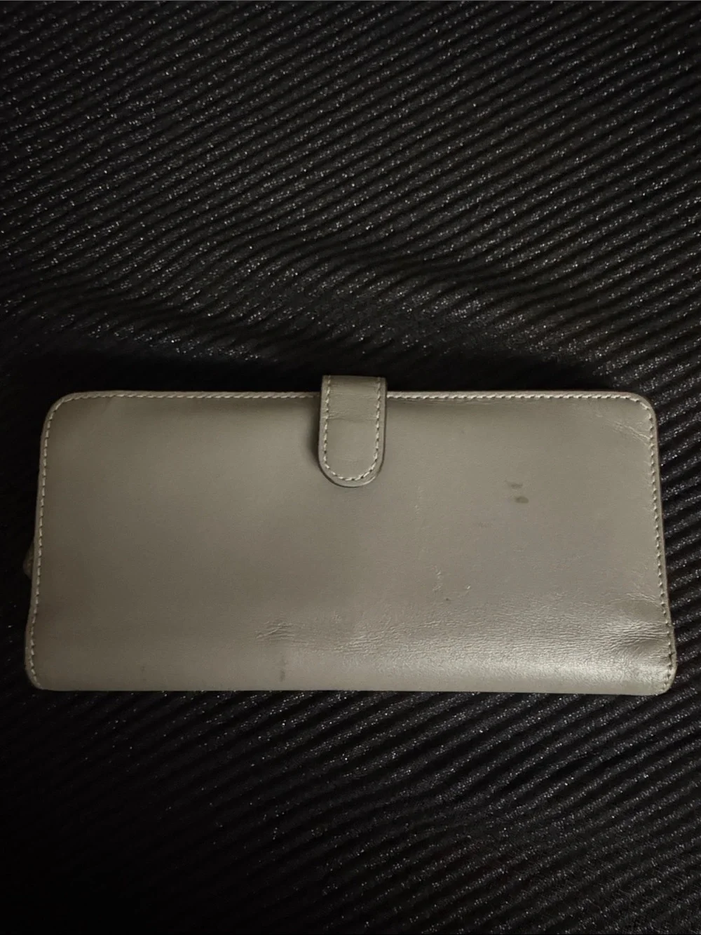 Coach Light Gray Leather Bi-fold Wallet with Zipper and Silver Hardware